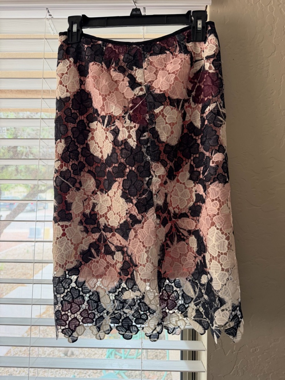Floral Lace Pencil Skirt in Pink and Black